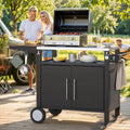 AECOJOY Outdoor Grill Table with Storage Cabinet, Rolling Bar Grill Cart with Wheels, 50’’×20’’×32.2’’