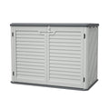 AECOJOY Horizontal Storage Shed Weather Resistance, Lockable Outdoor Storage Cabinet – 28 Cu.ft, Ivory White