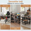 Tangkula  Rectangular Meeting Table with Mesh Storage Shelf & Cable Grommet for 6-8 People
