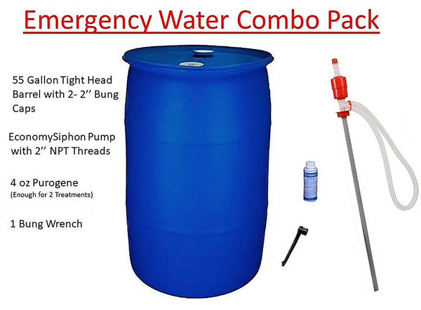 55 Gallon Emergency Water Storage Barrel Combo Pack