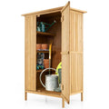 5 x 3 FT Wooden Garden Shed with Asphalt Roof & 3 Shelves, Outdoor Storage Cabinet Outside Utility Tool Shed Organizer for Backyard