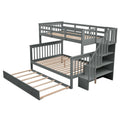 AECOJOY Twin-Over-Full Bunk Bed with Twin size Trundle, Storage and Guard Rail for Bedroom, Espresso