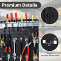 3 Pcs Metal Pegboard Panels w/25 Hooks, Storage Platform & Square Hole, Heavy Duty Pegboard Wall Organizer, Peg Board for Workshop Tool Storage