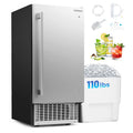 110 LBS/24H Commercial Ice Maker, 15" Built-in Undercounter Ice Machine with 25 LBS Storage & Reversible Door for Home Bar, Restaurant