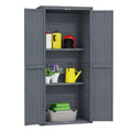 AECOJOY Outdoor Wooden Storage Cabinet Weatherproof, Garden Vertical Storage Shed with 3 Adjustable Shelves