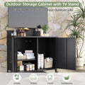 AECOJOY Outdoor Storage Cabinet with TV Mount for 40–85 Inch TVs, Outdoor TV Stand with Storage Cabinet Waterproof