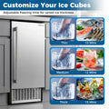 90 LBS/Day Commercial Undercounter Ice Maker, 15" Built-in Freestanding Ice Machine with Cooling Mode, 25 LBS Storage & Auto-Cleaning