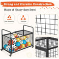 AECOJOY Ball Cart Storage, Rolling Basketball Bin with Wheels for Garage, School, Gym, Sports Equipment and Toy Organizer, Extra Large