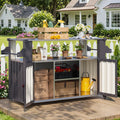 AECOJOY Outdoor Grill Table Cart with Storage Cabinet, Dark Grey