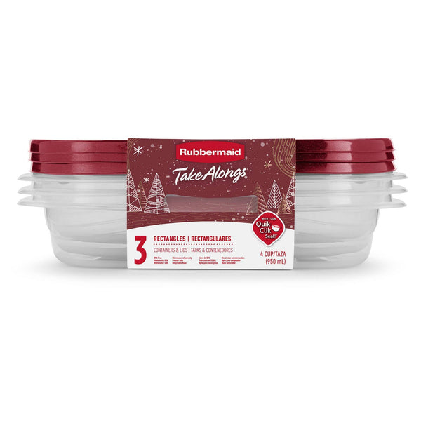 Rubbermaid TakeAlongs Rhubarb Rectangle Container Storage Set - 3 ct
