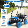 24V 4WD 2-Seater Kids Golf Cart with Sun Shade, Storage Trunk & Remote Control, LED Lights, Electric Ride on Toy Car for Boys Girls Ages 3+
