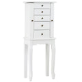Standing Jewelry Armoire Cabinet with Flip Top Mirror, 4 Drawers, 8 Necklace Hooks & 2 Side Doors, Jewelry Storage Organizer Chest for Bedroom