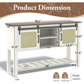 AECOJOY Buffet Cabinet, Coffee Bar Storage Cabinet, 46'' Coffee Bar Table with Rattan Sliding Barn Door, Adjustable Shelves and Bottom Open Shelf