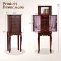 Standing Jewelry Armoire Cabinet with Flip Top Mirror, 4 Drawers, 8 Necklace Hooks & 2 Side Doors, Jewelry Storage Organizer Chest for Bedroom