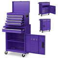 2-in-1 Rolling Tool Chest, 5-Drawer Tool Storage Cabinet with Wheels, Adjustable Shelf, Tool Box Organizer for Garage Warehouse Workshop