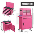 2-in-1 Rolling Tool Chest, 5-Drawer Tool Storage Cabinet with Wheels, Adjustable Shelf, Tool Box Organizer for Garage Warehouse Workshop