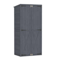 AECOJOY Outdoor Wooden Storage Cabinet Weatherproof, Garden Vertical Storage Shed with 3 Adjustable Shelves