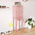 Standing Jewelry Armoire Cabinet with Flip Top Mirror, 4 Drawers, 8 Necklace Hooks & 2 Side Doors, Jewelry Storage Organizer Chest for Bedroom
