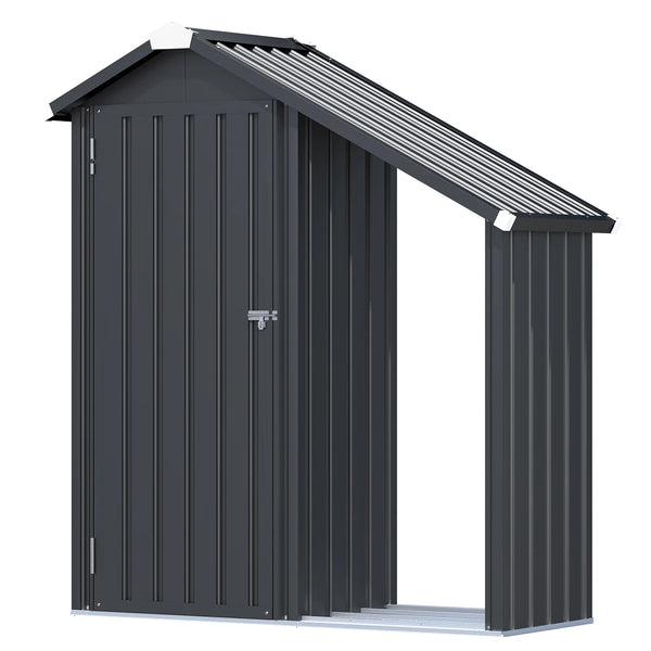 AECOJOY Outdoor Storage Cabinet Waterproof with Shelves and Lean to Open-Sided Firewood Racks