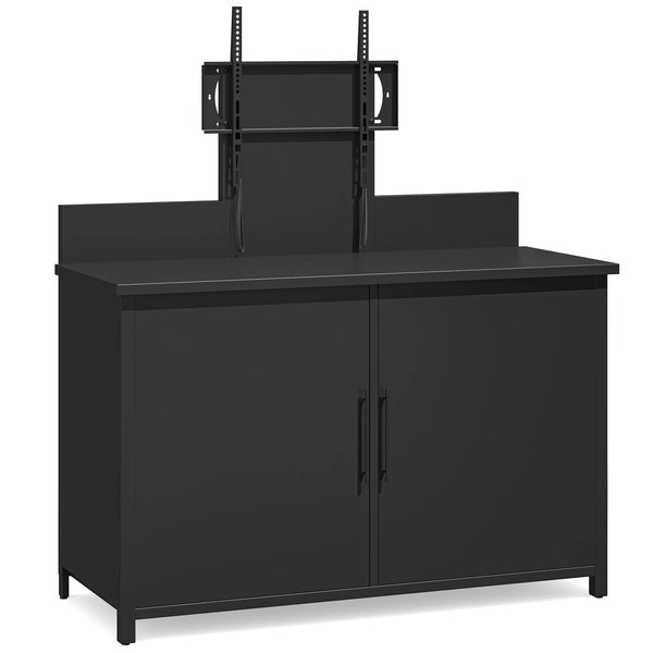 AECOJOY Outdoor Storage Cabinet with TV Mount for 40–85 Inch Tvs, Mobile TV Stand on Wheels