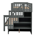 AECOJOY Twin-Over-Full Bunk Bed with Twin size Trundle, Storage and Guard Rail for Bedroom, Espresso