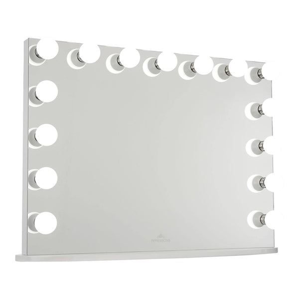 Hollywood Premiere Pro Makeup Mirror with 15 Frosted LED Bulbs Dressing Mirror with Standing Base Impressions Vanity �{ Company Finish: White