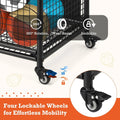 AECOJOY Ball Cart Storage, Rolling Basketball Bin with Wheels for Garage, School, Gym, Sports Equipment and Toy Organizer, Medium