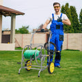 Garden Hose Reel Cart Holds 230FT of 5/8" Hose, Heavy-Duty Hose Cart with 2 Wheels & Storage Basket, Portable Water Hose Organizer for Yard