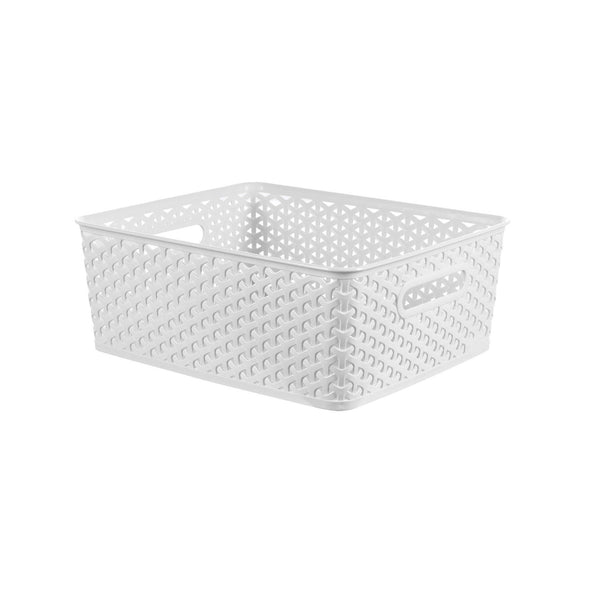 Y-Weave Medium Decorative Storage Basket White - Brightroom