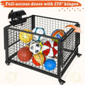 AECOJOY Ball Cart Storage, Rolling Basketball Bin with Wheels for Garage, School, Gym, Sports Equipment and Toy Organizer, Large