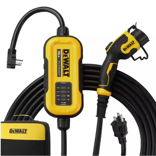 DEWALT Level - 2 Portable Electric Vehicle EV Charger up to 16 Amps, 120 - 240 - Volt AC 3.8 KW, 25 Ft. Cable, Weatherproof