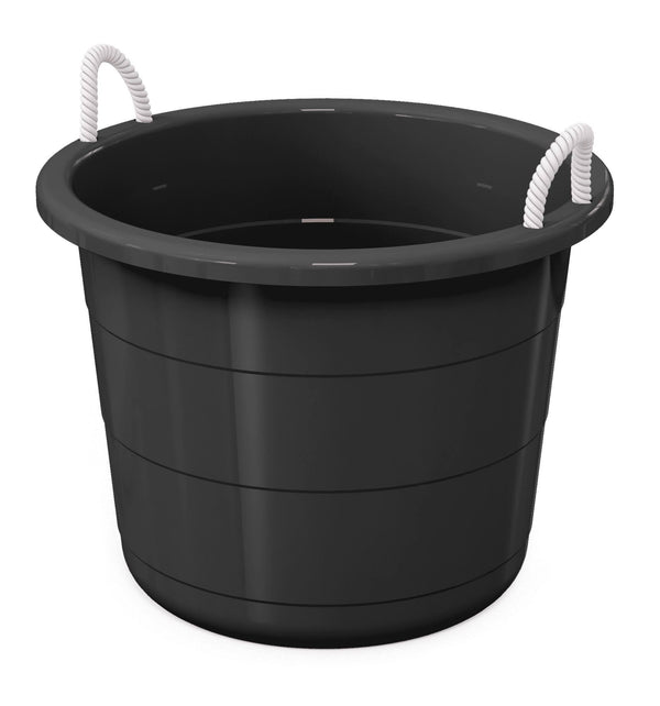Life Story 17 Gal Flexible Plastic Storage Tub Bucket with Rope Handles, Black