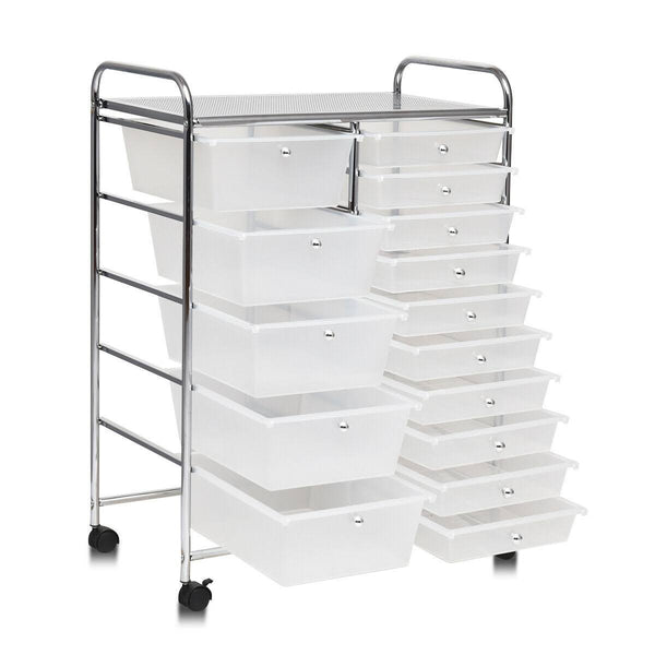 15 Drawers Rolling Storage Cart Organizer-Clear