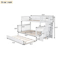 AECOJOY Twin-Over-Full Bunk Bed with Twin size Trundle, Storage and Guard Rail for Bedroom, Espresso