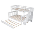 AECOJOY Twin-Over-Full Bunk Bed with Twin size Trundle, Storage and Guard Rail for Bedroom, Espresso