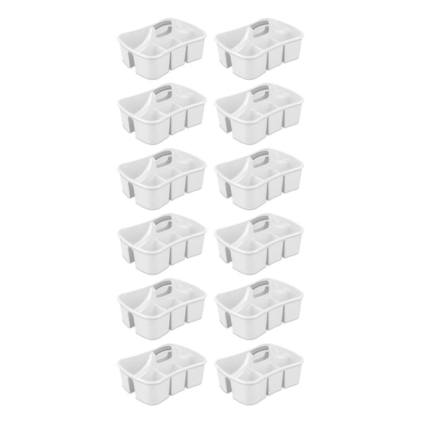 Sterilite Divided Storage Ultra Caddy with 4 Compartments and Handles (12 Pack)