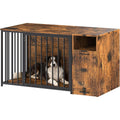 AECOJOY Dog Crate Furniture with Storage Cabinet, 42 Inch Wooden & Steel Decorative Indoor Kennel, Pet Cage End Table