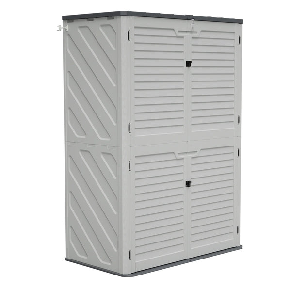 AECOJOY 61.6 Cu.ft Outdoor Resin Storage Shed with Easy Lift Hinges, Weatherproof Tall Unit with 4 Doors