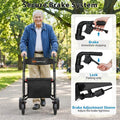 Ultralight Carbon Fiber Rollator Walker for Seniors, Foldable Rolling Walker with Seat, 8" Wheels, Adjustable Handles & Backrest, Storage Bag
