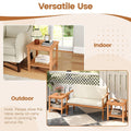 Tangkula 2 Tier Acacia Wood Square End Table with Slatted Tabletop & Storage Shelf