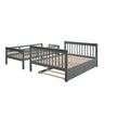 AECOJOY Twin-Over-Full Bunk Bed with Twin size Trundle, Storage and Guard Rail for Bedroom, Espresso