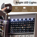 Standing Jewelry Armoire with Full-Length Mirror, Drawers, Lights & Wheels, Lockable Mirror Jewelry Cabinet Storage Organizer