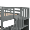 AECOJOY Twin-Over-Full Bunk Bed with Twin size Trundle, Storage and Guard Rail for Bedroom, Espresso