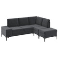 AECOJOY 87" Sectional Couch with Ottoman, Convertible Corner Couches with Armrest Storage, Black