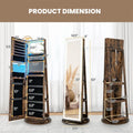 360° Swivel Jewelry Cabinet Armoire w/ Full Length Mirror 3-Color LED Lights & Rear Shelves, Lockable Standing Jewelry Storage Organizer