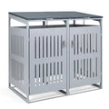 44 Cu.Ft Outdoor Trash Can Storage Shed for 2 Bins, Metal Garbage Can Organizer with Gas Struts, Shock Absorbers, Lockable Doors & Slant-Roof