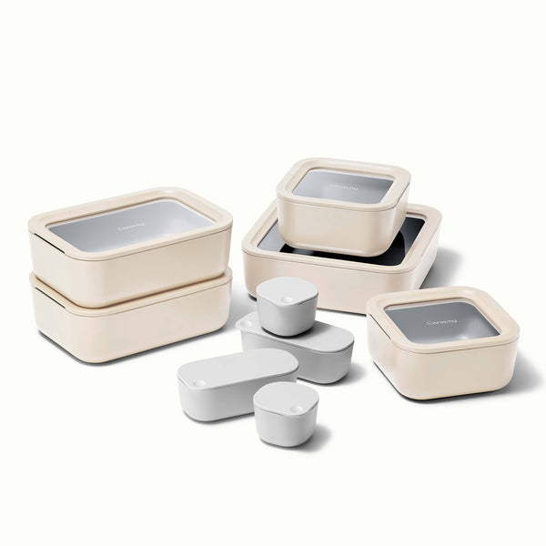 Caraway 14 Piece Glass Food Storage Set - Cream