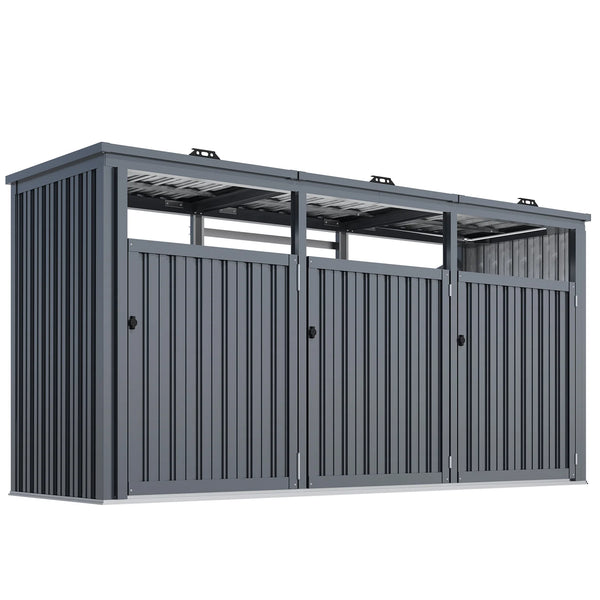 AECOJOY 73 Cu.Ft Outdoor Trash Can Storage Shed for 3 Garbage Cans