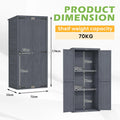 AECOJOY Outdoor Wooden Storage Cabinet Weatherproof, Garden Vertical Storage Shed with 3 Adjustable Shelves