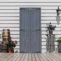 AECOJOY Outdoor Wooden Storage Cabinet Weatherproof, Garden Vertical Storage Shed with 3 Adjustable Shelves